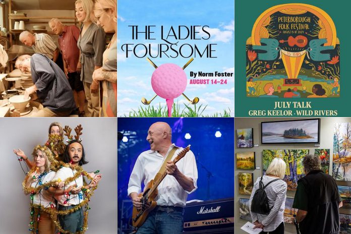 Left to right, top and bottom: the Kawartha Autumn Studio Tour, "The Ladies Foursome" at Bobcaygeon's Globus Theatre, the Peterbrough Folk Festival, "Christmastown" at Port Hope's Capitol Theatre, David Wilcox at Peterborough Musicfest, and the Buckhorn Festival of the Arts. (kawarthaNOW collage)