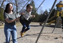 Julie Grant, whose three-year-old son Jude has cerebral palsy and developmental delays, has partnered with the Ennismore Optimist Club to bring the first inclusive playground to Selwyn Township. (Photo: Ennismore Inclusive Playground Project)