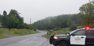 A motorcycle and a pickup truck collided at County Road 45 and Broadworth Road in Trent Lakes on August 8, 2024, killing the 18-year-old driver of the motorcycle. (Photo: Northumberland OPP)