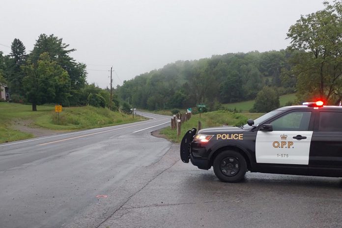 A motorcycle and a pickup truck collided at County Road 45 and Broadworth Road in Trent Lakes on August 8, 2024, killing the 18-year-old driver of the motorcycle. (Photo: Northumberland OPP)