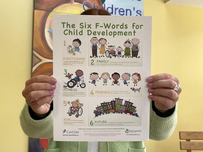 Simple and straightforward, the six F-words for child development speak to the whole child and are an important resource for families and Five Counties staff to use to plan, set goals, and problem solve to achieve the best treatment outcomes for clients. (Photo: Five Counties Children's Centre)