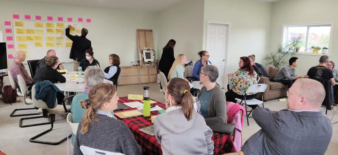 GreenUP staff and board members gather at Woodleigh Farms for a strategic planning session facilitated by volunteers from Management Advisory Service. (Photo: Tegan Moss / GreenUP)