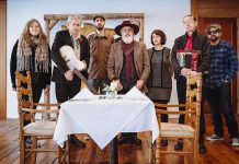 The Grievous Angels, led by Charlie Angus (second from left), a seven-piece alt-folk country band who have been performing and recording since 1986 and recently released their ninth album. The band will be performing a benefit concert at the Haliburton Forest and Wild Life Reserve Logging Museum on August 31, 2024 in support of Places for People, a non-profit organization dedicated to creating affordable rental housing in Haliburton County. (Photo: Paul Rincon)