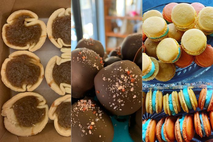 Three of Lisa Dixon's many delectable creations during her culinary career at Blackhoney: gluten-free butter tarts, raspberry ice win truffles, and macarons. (Photos courtesy of Blackhoney)