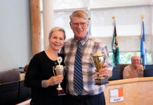 Port Hope Mayor Olena Hankivsky and Alnwick-Haldimand Mayor John Logel accept awards on half of their respective communities in Northumberland County's 2024 "Mayors' Keep the County Clean Challenge." (Photo: Northumberland County)