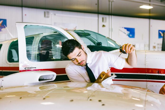 Students in Seneca Polytechnic's School of Aviation who want to remain in Peterborough for their co-op semesters have opportunities to work at the Peterborough Airport, including at the School of Aviation itself in the operations and maintenance departments. (Photo: Johan Hallberg Campbell for Seneca Polytechnic)