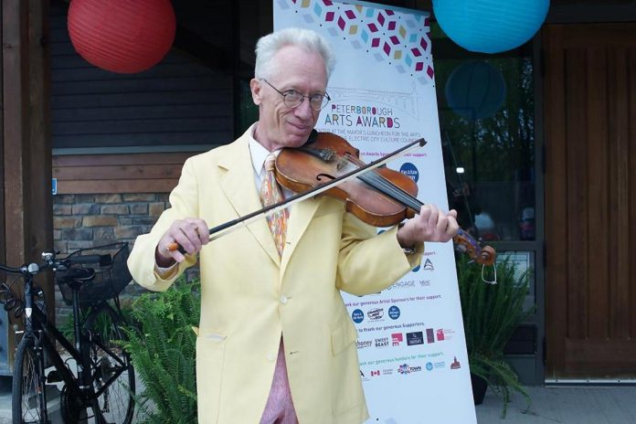 Curtis Driedger performing at The Mayor's Luncheon for the Arts on May 24, 2019, where local artists and arts supporters were recognized for outstanding achievement in the arts. The longtime Peterborough musician, bandleader, and music teacher is hosting the free "Peterborough Community Sings" community sing-along event on September 20, 2024 at St. James United Church. (Photo: Bianca Nucaro-Viteri / kawarthaNOW.com)