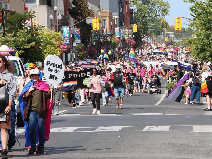 Peterborough-Nogojiwanong Pride is getting ready for Pride Week in Peterborough, which runs from September 20 to 29, 2024. Pictured are participants in the 2023 Pride Parade, which takes place this year on September 28 and will be followed by the popular "Pride in the Park" event in Millennium Park. (Photo courtesy of Sean Bruce)