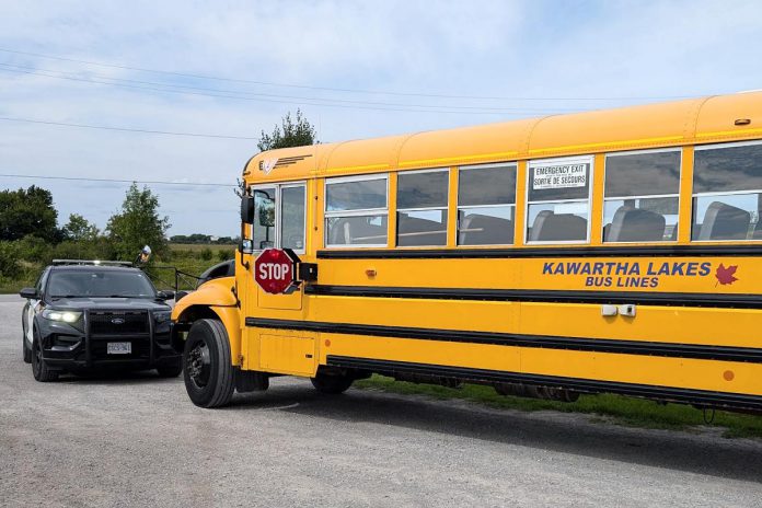 While Peterborough County OPP and Peteborough police will be increasing traffic enforcement in school and community safety zones this fall, a new school bus stop arm camera pilot project in Kawartha Lakes will capture and report unsafe driving practices to the Kawartha Lakes OPP in real time. (Photo: City of Kawartha Lakes)