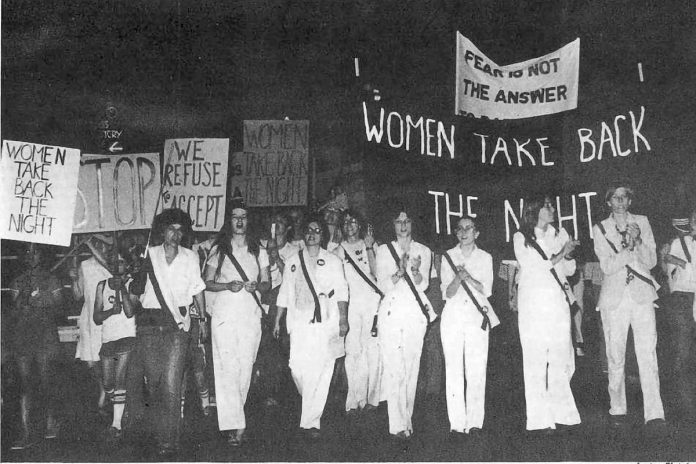 Women march at Ohio State University in 1979 for "Take Back the Night," the oldest worldwide movement to stand against sexual violence. Kawartha Sexual Assault Centre is holding its 46th annual "Take Back the Night" event, with the 2024 theme "Shatter the Silence," in downtown Peterborough on Thursday, September 19. (Photo: Scott Krupkin)