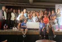 Members of 100 Women Peterborough with representatives of the non-profit organization Hearts 4 Joy at the collective philanthropy group's third meeting of the year on September 17, 2024 at Fleming College's Steele Centre in Peterborough. 100 Women Peterborough raised over $10,000 which will support Hearts 4 Joy in its mission to offer young adults with intellectual exceptionalities a platform for exploring and showcasing their artistic talents. (Photo courtesy of 100 Women Peterborough)