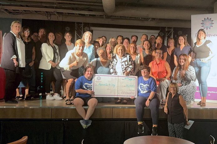 Members of 100 Women Peterborough with representatives of the non-profit organization Hearts 4 Joy at the collective philanthropy group's third meeting of the year on September 17, 2024 at Fleming College's Steele Centre in Peterborough. 100 Women Peterborough raised over $10,000 which will support Hearts 4 Joy in its mission to offer young adults with intellectual exceptionalities a platform for exploring and showcasing their artistic talents. (Photo courtesy of 100 Women Peterborough)