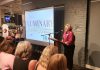 Susan Dunkley, vice chair of the board of Peterborough and the Kawarthas Chamber of Commerce, speaks at the launch of the Luminary Awards for women in business at Bennett's Furniture and Mattresses on September 18, 2024. Nominations are now open in five categories for the awards, which will be presented on May 8, 2025. (Photo: Jeannine Taylor / kawarthaNOW)