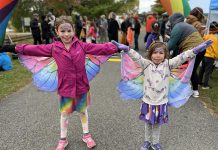 Two of the children who participated in the kids fun run during the inaugural Monarch Butterfly Festival and Run in October 2023. The 2024 event takes place on Saturday, September 21, with a sold-out 10km race and 1km kids fun run preceding the festival in Peterborough's Millennium Park. Funds raised during the event will support a non-profit environmental organization in Mexico that is working to conserve, regenerate, and protect the habitat of the endangered monarch butterfly. (Photo courtesy of Monarch Ultra)