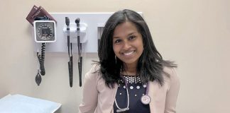 A think tank of Peterborough family doctors is hoping to help solve some of the issues related to recruiting and retaining physicians. The group was formed by Dr. Madura Sundareswaran, a family physician who opened her practice in Peterborough in 2019 and founded the Peterborough Newcomer Health Clinic in 2023. She lives in Peterborough with her husband, Dr. Mathew Moore, who is also a family doctor. In March 2024, Dr. Sundareswaran received an award from the College of Physicians and Surgeons of Ontario that honours outstanding Ontario doctors. (Photo courtesy of Peterborough Newcomer Health Clinic)