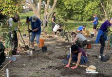 Some of the 60 volunteers who helped plant 620 new trees in Peterborough's Kiwanis Community Park to enhance the city's urban forest canopy, as part of Tree Canada's Community Tree Grant program and the Trees 4 Peterborough initiative. (Photo courtesy of City of Peterborough)