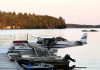 This pontoon plane crashed into Catchecoma Lake and sank on September 11, 2024. Witnesses rescued the pilot and passenger who were uninjured. (Police-supplied photo)