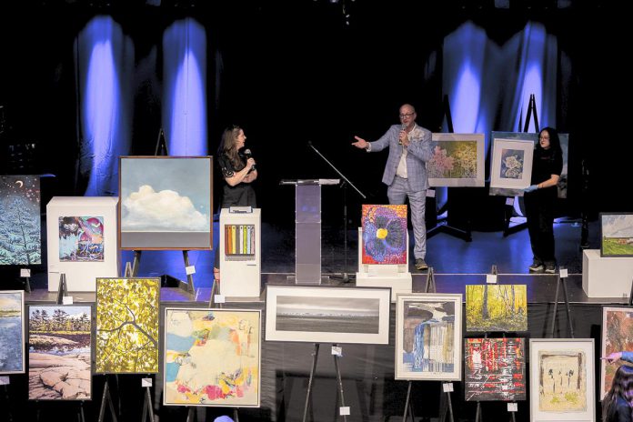 Art lovers who enjoy the excitement of bidding during a live auction can purchase tickets for the Art Gallery of Peterborough's 2024 It's All About ART fundraiser on Saturday, October 26 at The Venue in downtown Peterborough. For those unable to travel to Peterborough or who prefer to bid from home, the gallery is also hosting an online silent auction running from October 11 to 26. (Photo: Zach Ward)