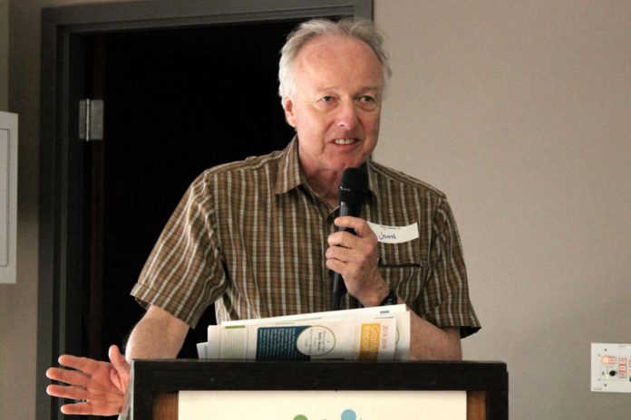 One of the founding members of Hospice Peterborough in 1988, Dr. John Beamish served in many roles at the organization before becoming its medical director in 2018, where he is pictured here speaking at the annual general meeting. Since retiring from Hospice Peterborough in 2023, Dr. Beamish has continued to be involved in family medicine. (Photo: Hospice Peterborough)