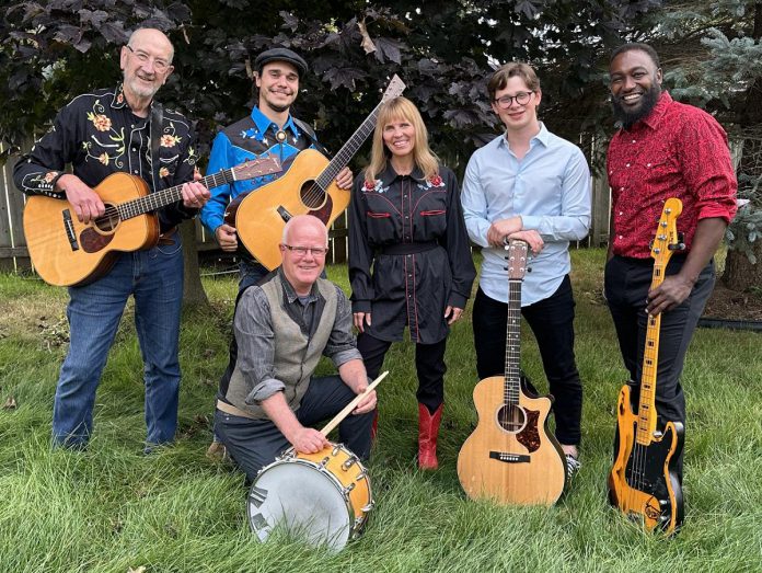 Leisa Way and her Wayward Wind Band (left to right: Bruce Ley, Brant Garratt, Don Reid, Jack Gaughan, and Junior Riggan) will perform the hits of the late Gordon Lightfoot and share stories, facts, and anecdotes about the legendary Canadian singer-songwriter during "Early Morning Rain: The Legend of Gordon Lightfoot," which runs at Globus Theatre in Bobcaygeon from October 15 to 19, 2024. (Photo courtesy of Leisa Way)