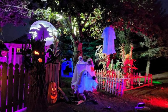 Residents of Payne Crescent in Port Hope have put on an impressive family-friendly spooky display for the Halloween season with sound and special effects operating every night during the week leading up to Halloween. The display includes a donation bin for items to be donated to the Northumberland Fare Share Food Bank's Port Hope location. (Photo courtesy of Laura Farmer)