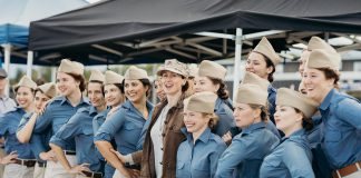 Filmmaker and Haliburton native Kate Campbell (in the brown jacket) will be in attendance at the 2024 Haliburton International Film Festival (HIFF) for a screening of her short film "Boundless" about women pilots during World War II and to share an update on her efforts to turn the short into a full-length film. Featuring seven feature films, HIFF runs at the Northern Lights Performing Arts Pavilion in Haliburton from November 1 to 3. (Photo: Samantha Falcon)