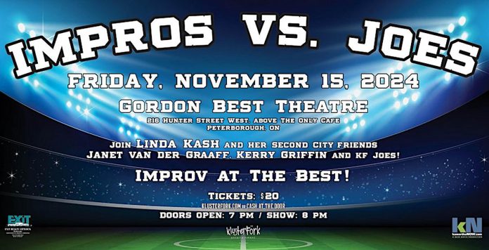 Impros vs. Joes takes place at 8 p.m. on November 15, 2024 at the Gordon Best Theatre in downtown Peterborough. (Graphic: klusterfork entertainment)