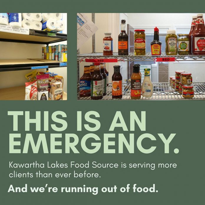 Kawartha Lakes Food Source (KLFS) is serving more clients than ever before. In the summer, KLFS issued a state of emergency plea to the community for assistance stocking its shelves. (Graphic: KLFS)