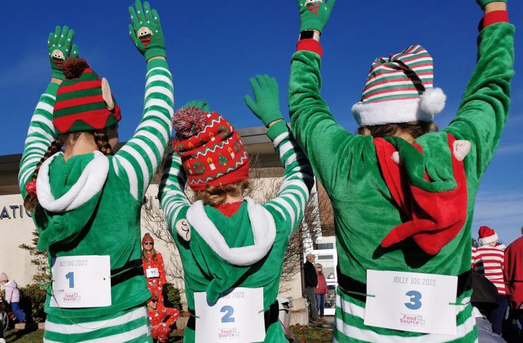 Participants decked out in festive outfits for the 2022 "Jolly Jog" in support of Kawartha Lakes Food Source (KLFS). The not-for-profit distribution centre that supplies food and personal care items to member organizations is warming up for its 15th annual "Jolly Jog" walk/run on November 16, 2024. (Photo: KLFS)