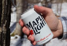 Founded by Ennismore couple Ainsley and Dario Gabbani, Maple Light introduced its eponymous product this past summer. Containing only water, vodka, maple syrup, and citric acid, the hard maple seltzer is now available in Peterborough-area bars and restaurants. (Photo: Maple Light)