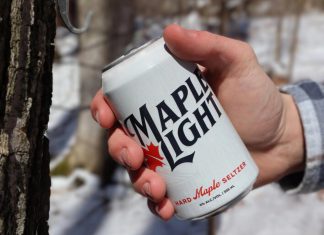 Founded by Ennismore couple Ainsley and Dario Gabbani, Maple Light introduced its eponymous product this past summer. Containing only water, vodka, maple syrup, and citric acid, the hard maple seltzer is now available in Peterborough-area bars and restaurants. (Photo: Maple Light)