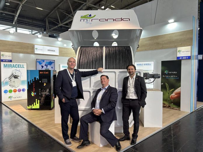 The Miranda Water Technologies team (Ryan Moore, Michael Skinner, and Emrah Hançer) at IFAT Munich in 2024, the leading tradeshow in environmental technologies. Miranda, a globally recognized leader in supporting the sustainable and environmentally friendly treatment of water and wastewater with water reuse systems for commercial and residential areas, has partnered with Fleming College in Peterborough to develop technology for improving efficiency, sustainability, and performance in wastewater treatment. (Photo: Miranda Water Technologies)