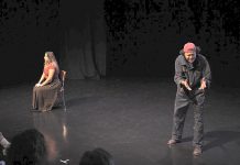 The Centre for Indigenous Theatre performing a reading of Drew Hayden Taylor's "Girl Who Loved Her Horses" at the 2024 Nogojiwanong Indigenous Fringe Festival (NIFF) at Trent University in Peterborough. For 2025, the festival is moving to the Peterborough Theatre Guild in East City. (kawarthaNOW screenshot of NIFF video)