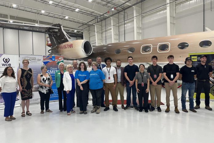 Launched at the Peterborough Airport in July 2024, the Build & Soar Program matched 42 students in Grades 11 and 12 at schools in the Peterborough Victoria Northumberland and Clarington Catholic District School Board and the Kawartha Pine Ridge District School Board with eight-week paid work placements. (Photo courtesy of Peterborough & the Kawarthas Economic Development)