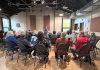 During an event at the Peterborough Theatre Guild on October 23, 2024, Peterborough Foundation board member Pat Hooper addressed representatives of some of the local charitable organizations that have recently received a grant from the foundation, which was established in 1953 and has since provided more than $2 million in grants to support community causes. (Photo: Mike Melnick)