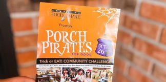 Volunteers with "Porch Pirates for Good" will be driving around Peterborough on October 26, 2024 to collect donated items for Kawartha Food Share that residents leave on their front porches. In the last four years, the Porch Pirates for Good semi-annual food drives have brought in over 165,000 pounds of food and over $15,000 in monetary donations. (Photo: Kawartha Food Share)