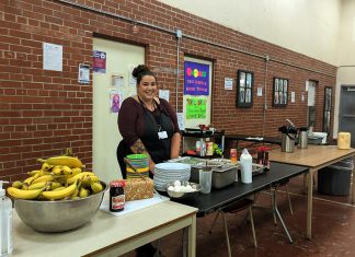 Kristal Jones-Craighead, a social worker with the Elizabeth Fry Society of Peterborough, is coordinator of the morning drop-in program at Trinity Centre in Peterborough. The weekday program is where people of all walks of life can gather, enjoy a light breakfast or cup of coffee, access a community clothing cupboard, washrooms and showers, and harm reduction supplies, and connect with housing outreach workers and participate in community programs. (Photo courtesy of Kristal Jones-Craighead)