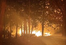 A resident and their pet were able to escape without injury from this tent encampment in the Bond St. area of Lindsay after a fire on November 1, 2024 that Kawartha Lakes police believe was deliberately set. (Photo supplied by Kawartha Lakes Police Service)