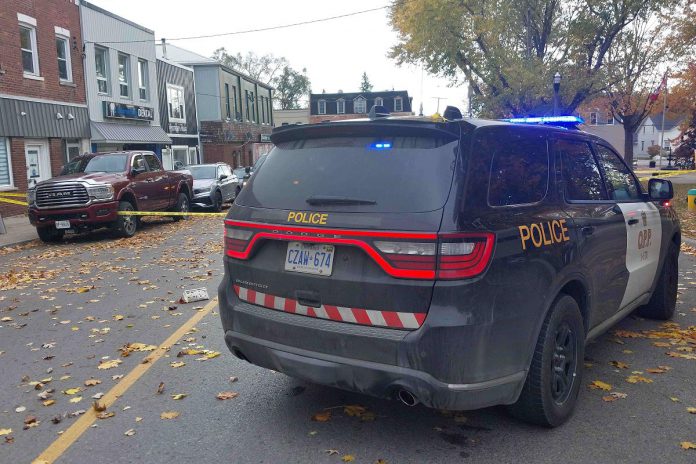 A 27-year-old Colborne resident has died in hospital following a collision between their electric scooter and a pickup truck in downtown Colborne on October 31, 2024. (Photo: Northumberland OPP)