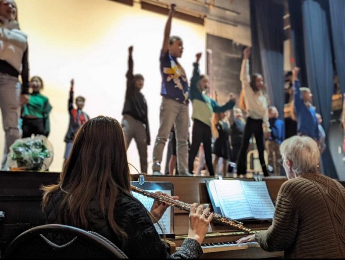 The cast and crew of "The Wizard of Oz" rehearsing for the musical theatre production running from November 22 to 24, 2024 at the Flato Academy Theatre in Lindsay. (Photo: Flato Academy Theatre / Facebook)