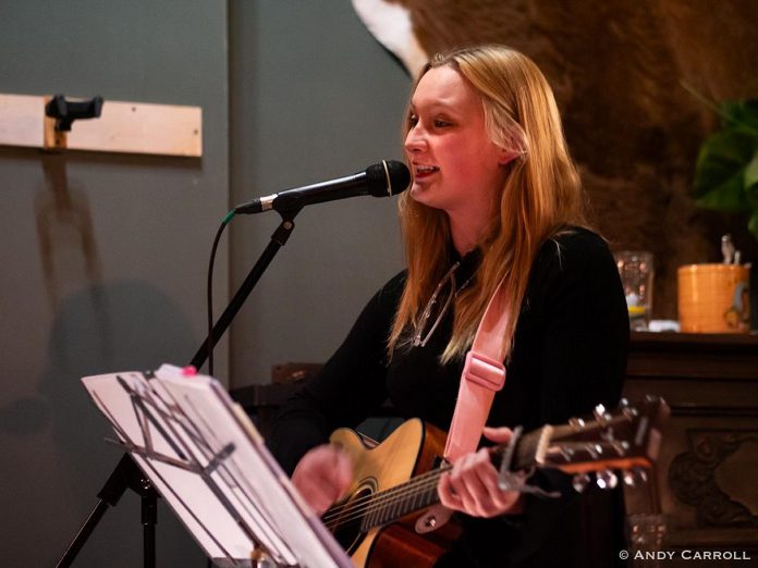 Peterborough singer-songwriter Georgia Rose performing at Jethro's Bar + Stage in downtown Peterborough in October 2024. Having won third place in the 2024 Peterborough's Got Talent and first place in the Kawartha Lakes Alliance of Singer-Songwriters Youth Song Contest, the 18-year-old self-taught artist is having a successful first year in her professional music career. She will be performing both covers and original songs at the Women's Business Network of Peterborough's annual holiday gala fundraiser at the Holiday Inn on December 4, 2024. (Photo: Andy Carroll)