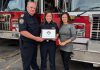 The Kawartha Lakes Fire Rescue Service's fire prevention video series "Jump Into Fire Safety With Katie" has won the program of the year award from the Ontario Association of Fire Educators. Pictured are fire chief Terry Jones, fire prevention public educator and series host Katie Dukelow, and Rogers TV Producer Mel Shannon. (Photo courtesy of City of Kawartha Lakes)