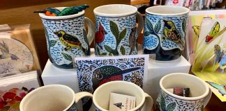 While The Avant-Garden Shop in downtown Peterborough is known for its garden and birding supplies, owner Brenda Ibey also offers functional and decorative home décor. The shop is stocked with high-quality and eco-friendly products, including many Canadian-made products such as these beautiful mugs featuring hand-carved and painted birds from Peterborough-based potter Cathy Allen — the perfect gift for the bird-lovers in your life. (Photo courtesy of The Avant-Garden Shop)