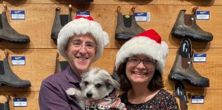 Pictured with their shop dog Luna, Tony and Kelli Grady are the owners of Grady's Feet Essentials at 231 King Street in downtown Peterborough. Both in store and online, Grady's offers a range of top footwear products for your Christmas gift-giving needs, including cozy slippers, comfortable boots including a huge selection from Blundstone, the new Skechers line of comfort shoes, compression socks, and much more. (Photo courtesy of Grady's Feet Essentials)