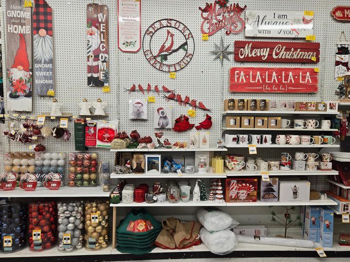 Kingan Home Hardware, downtown Peterborough's only hardware store, is making it easy to get holiday ready by launching a clearance sale on all Christmas items. Beginning November 25, 2024, customers can get discounts on decorations, ornaments, holiday décor, gift wrap, and more. It's also a great destination for Christmas gift shopping. (Photo courtesy of Kingan Home Hardware)