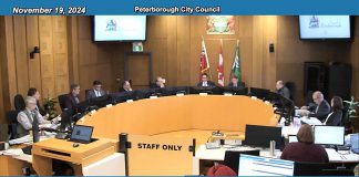 During its budget deliberations on November 19, 2024, Peterborough city council meeting as general committee voted against the 25 per cent funding cut to 75 arts and social services organizations proposed in the 2025 draft budget. (kawarthaNOW screenshot)