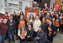 The teams of Rebound Child and Youth Services and Cobourg Home Depot kicking off the Holiday 2024 Orange Door Project campaign, an initiative of the Home Depot Canada Foundation to help prevent youth homelessness across the country. Until December 22, 2024, Northumberland County residents donate to the campaign during checkout at the Cobourg Home Depot or online. According to Rebound, more and more youth in the community are experiencing unstable housing. (Photo: Rebound Child and Youth Services)