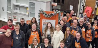 The teams of Rebound Child and Youth Services and Cobourg Home Depot kicking off the Holiday 2024 Orange Door Project campaign, an initiative of the Home Depot Canada Foundation to help prevent youth homelessness across the country. Until December 22, 2024, Northumberland County residents donate to the campaign during checkout at the Cobourg Home Depot or online. According to Rebound, more and more youth in the community are experiencing unstable housing. (Photo: Rebound Child and Youth Services)