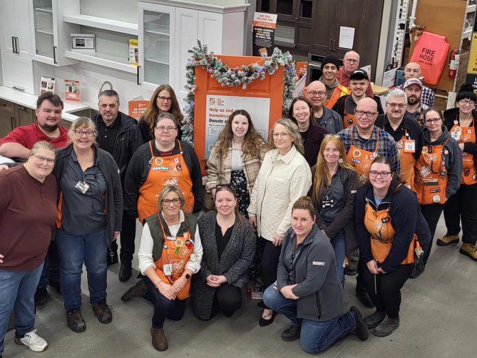 The teams of Rebound Child and Youth Services and Cobourg Home Depot kicking off the Holiday 2024 Orange Door Project campaign, an initiative of the Home Depot Canada Foundation to help prevent youth homelessness across the country. Until December 22, 2024, Northumberland County residents donate to the campaign during checkout at the Cobourg Home Depot or online. According to Rebound, more and more youth in the community are experiencing unstable housing. (Photo: Rebound Child and Youth Services)