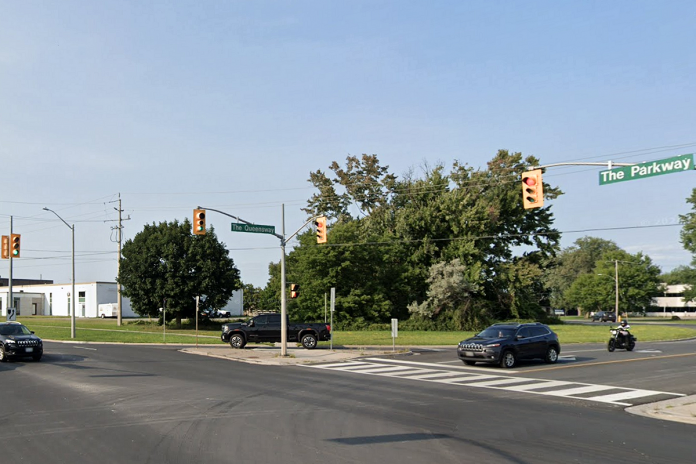 A northbound lane of The Parkway between The Queenway and Lansdowne Street West will be closed until November 13, 2024 due to an emergency water main repair. (Photo: Google Maps)